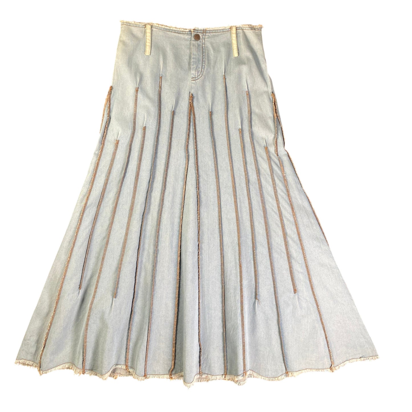 John Carlisle Essentials Denim Pleated A-Line Midi Light Blue Skirt ( taken by mavi )