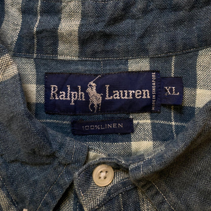 Ralph Lauren Classic Fit Green and Cream Plaid Button Down Shirt