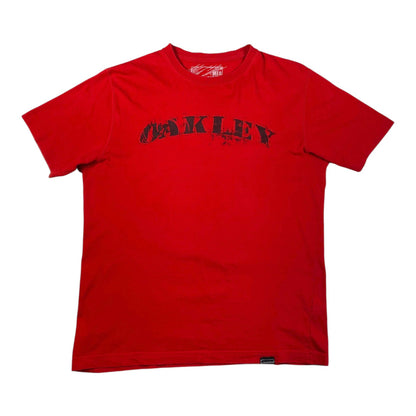 Oakley Distressed Spellout Red T-Shirt