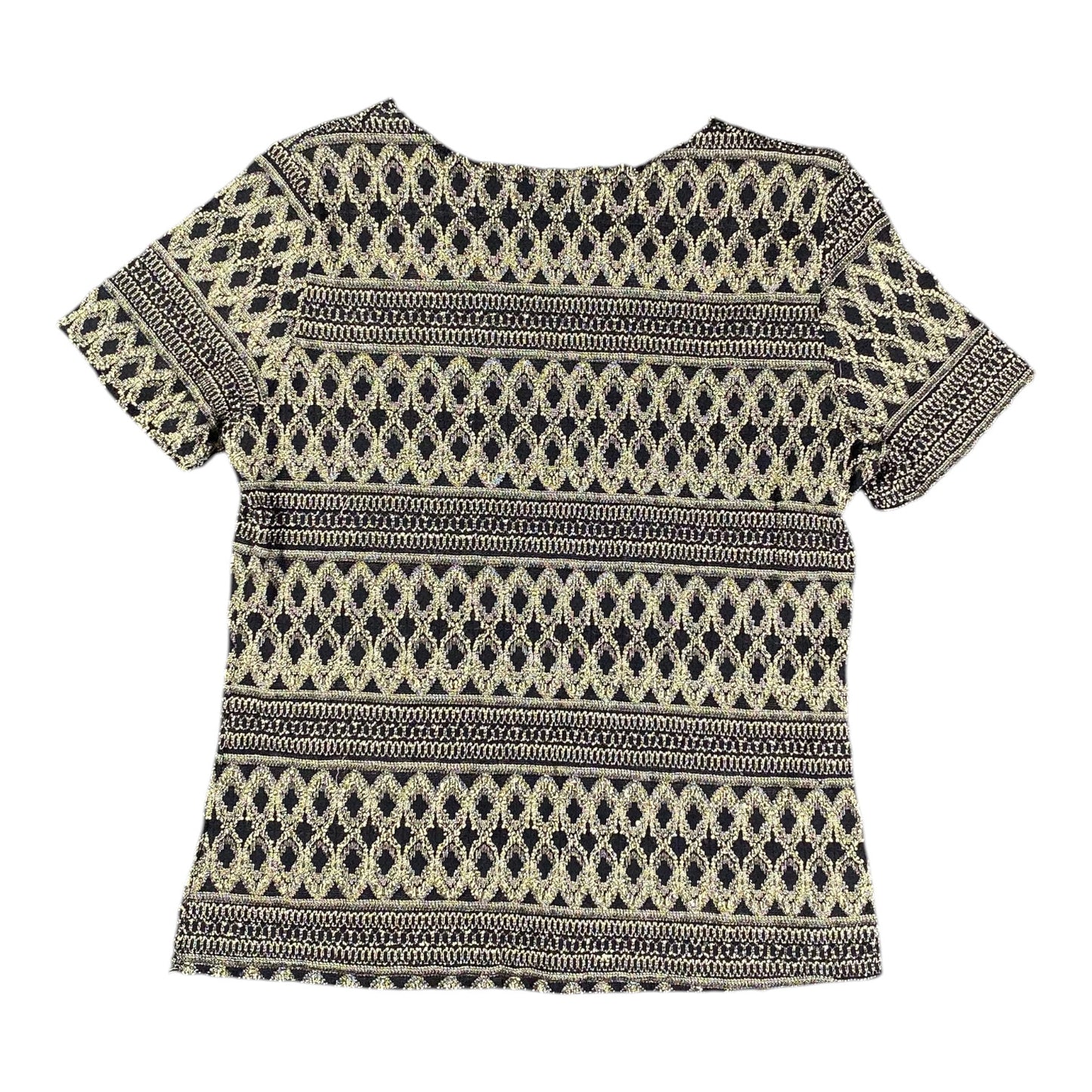 Ninety Petites Metallic Geometric Black T-shirt