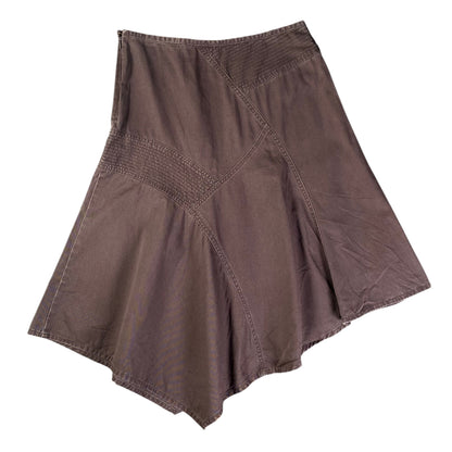 Red Herring Asymmetrical Panel Button Detail Mini Brown Skirt