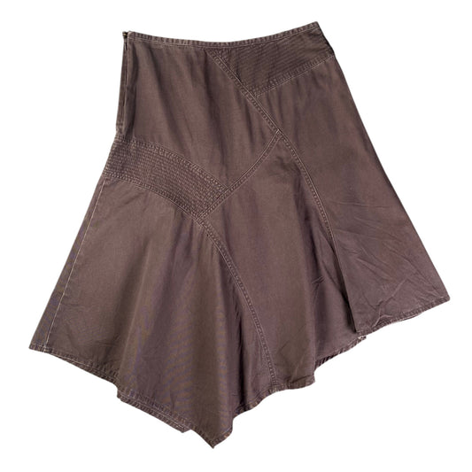 Red Herring Asymmetrical Panel Button Detail Mini Brown Skirt