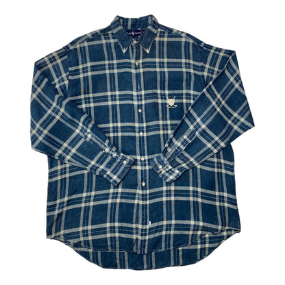 Ralph Lauren Classic Fit Green and Cream Plaid Button Down Shirt