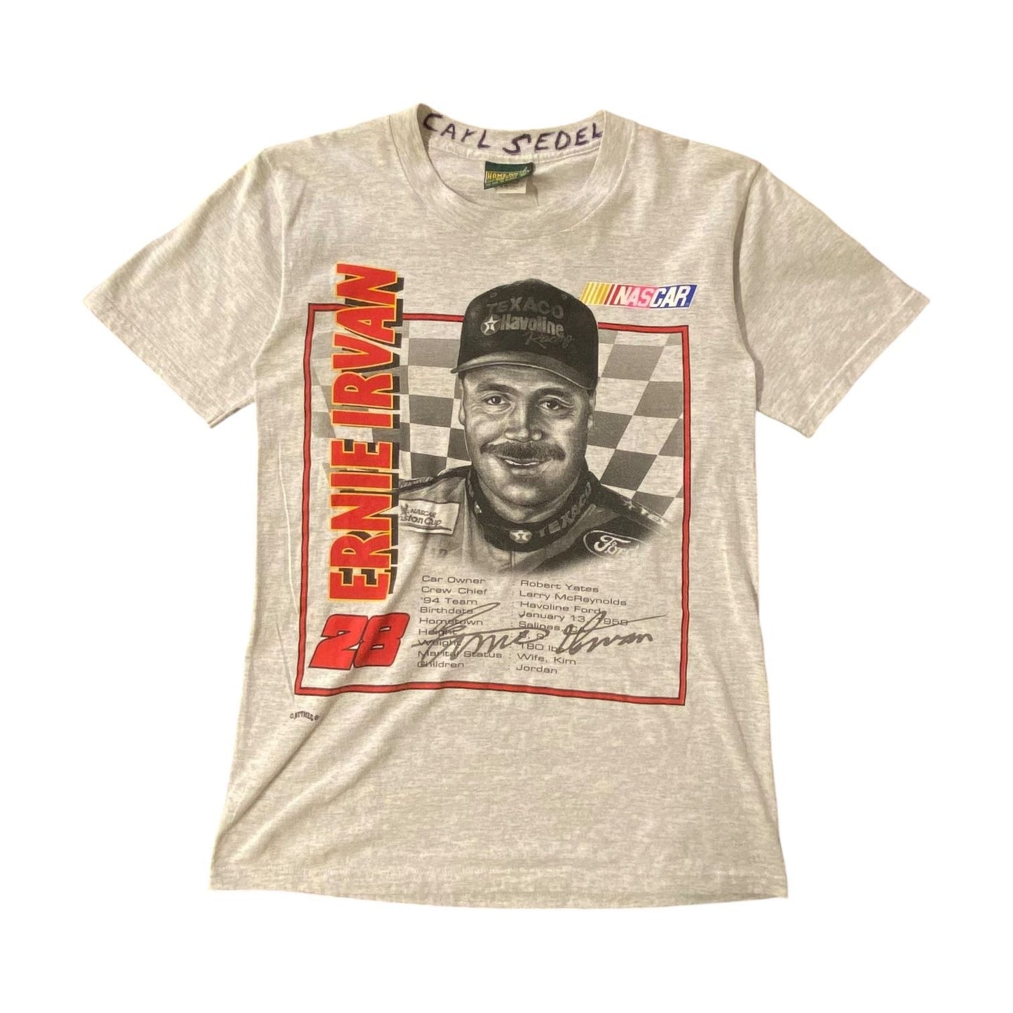 Vintage NASCAR grey Ernie Irvin T-Shirt