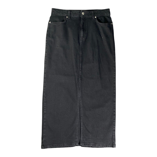 F&F High-Waisted Black Denim Midi Skirt