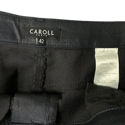 Caroll Paris Coated Denim Midi Black Skirt