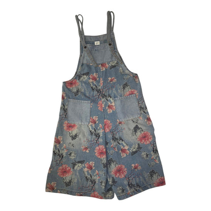 Floral Light Denim Wide Leg Overalls