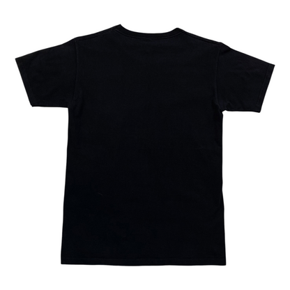Back view of a plain black t-shirt from Digg It Thrift & Vintage, size small with a large fit.
