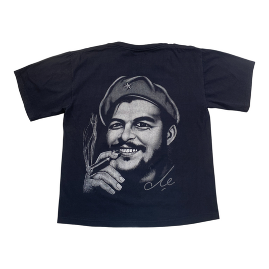 Digg It Thrift & Vintage black t-shirt featuring a detailed graphic print of Che Guevara smoking a cigar.