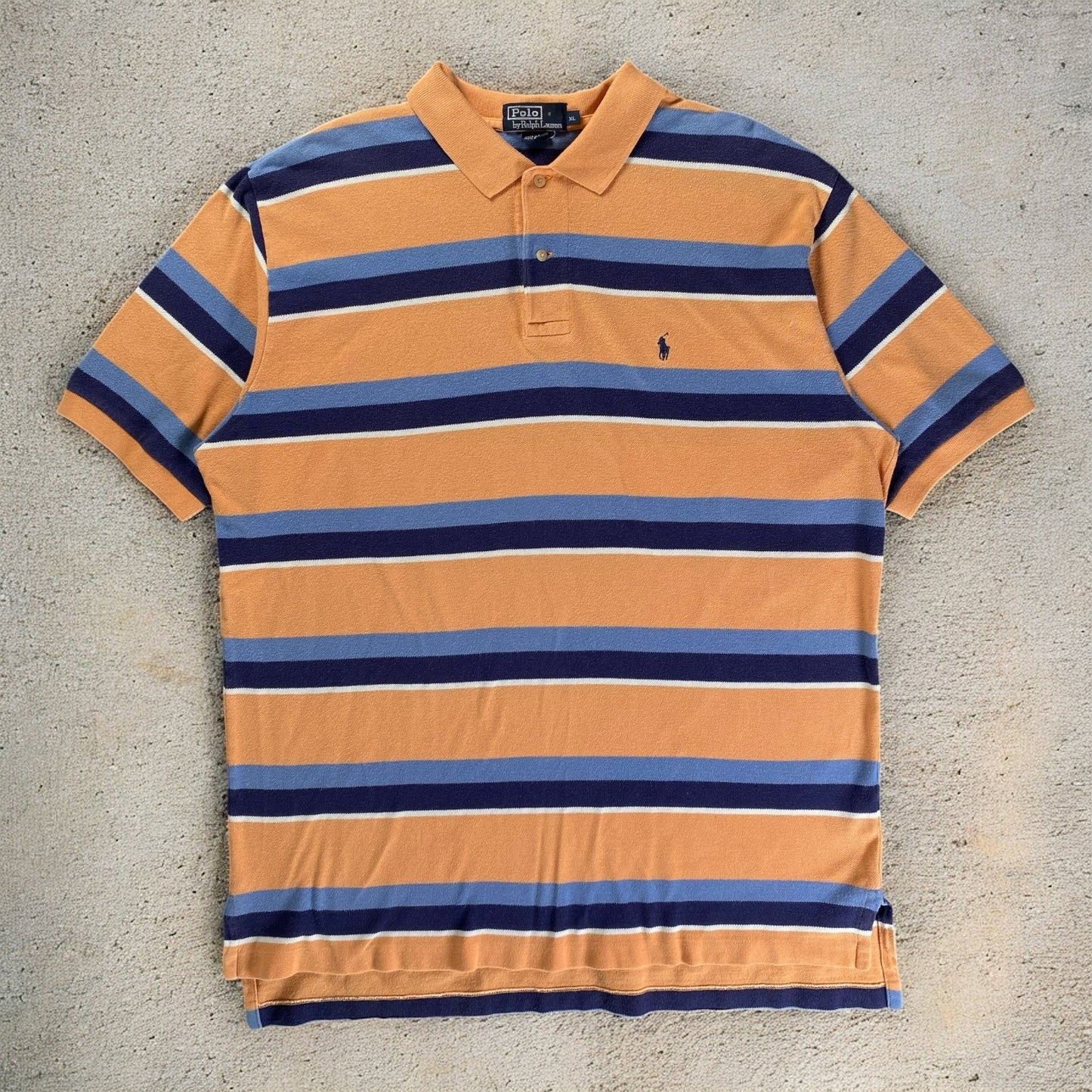 Polo Ralph Lauren Orange, Blue, & White Stripe Polo T-shirt