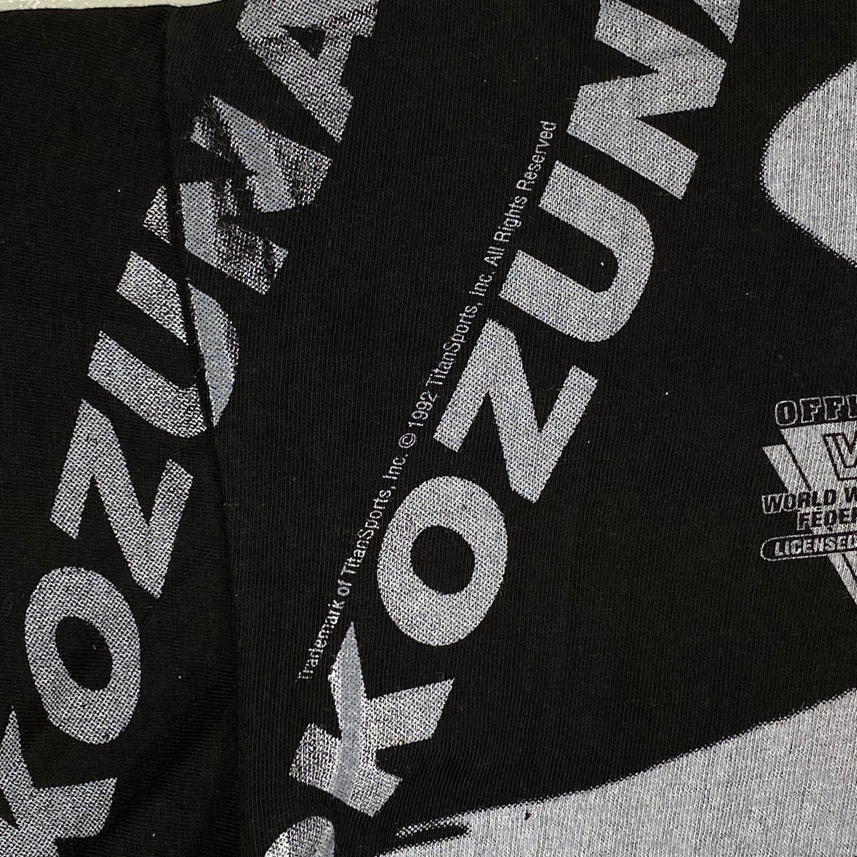 Digg It Thrift & Vintage black vintage WWF Yokozuna all-over graphic t-shirt with 1992 TitanSports copyright detail