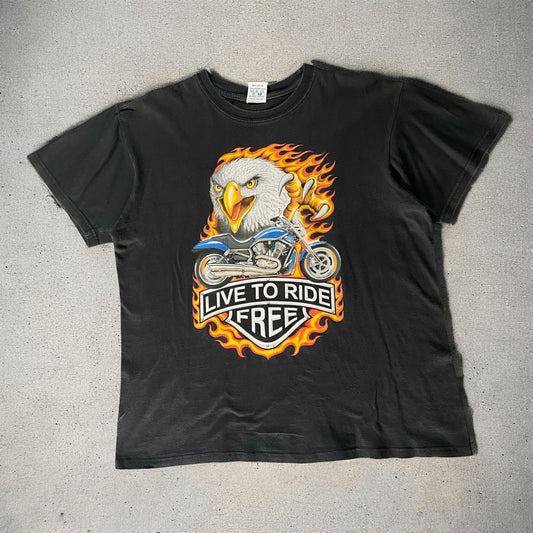 American Zone Live To Ride Free Black T-shirt