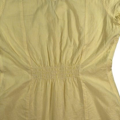 Digg It Thrift & Vintage yellow gingham western shirt with a cinched back waist detail