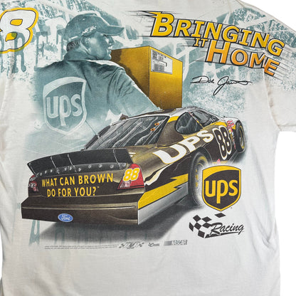 Vintage Dale Jarrett UPS AOP Racing Sports White T-shirt