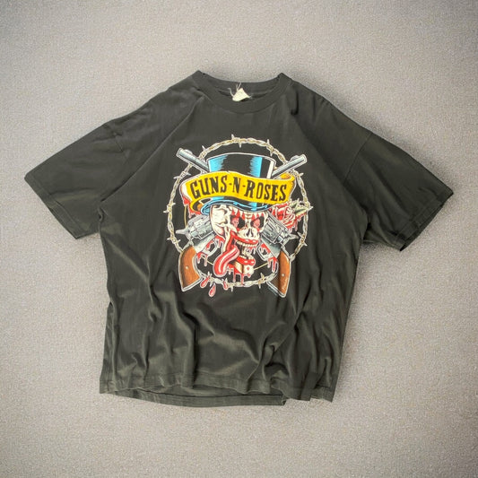 1990's Vintage Guns N’ Roses Skull Knife Black T-shirt