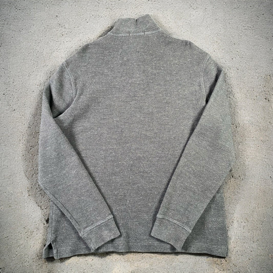 Polo Ralph Lauren Quarter-Zip Long Sleeve Dark Grey Sweater Green Embroidered Logo