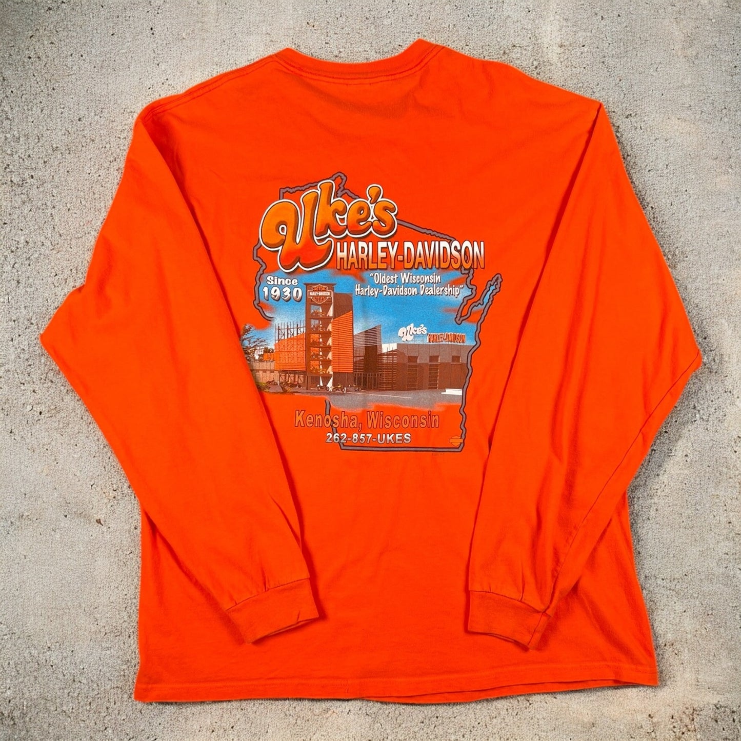 Harley Davidson Kenosha Wisconsin Orange Long Sleeves T-shirt