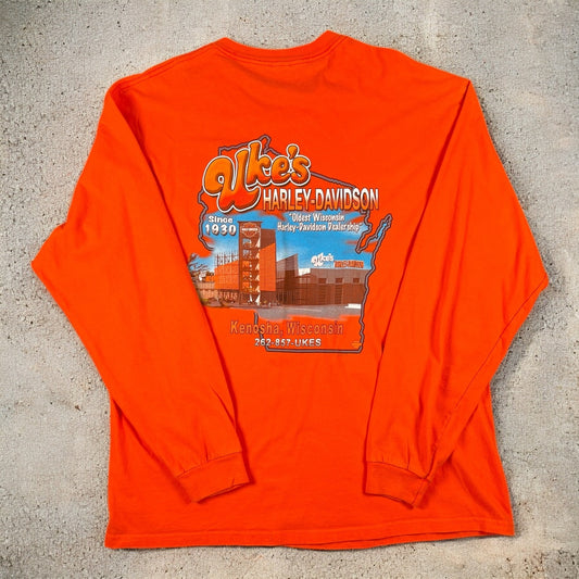 Harley Davidson Kenosha Wisconsin Orange Long Sleeves T-shirt