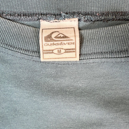 Vintage 90s Quiksilver Big Logo Surf Style Sage Green Long Sleeve Tee