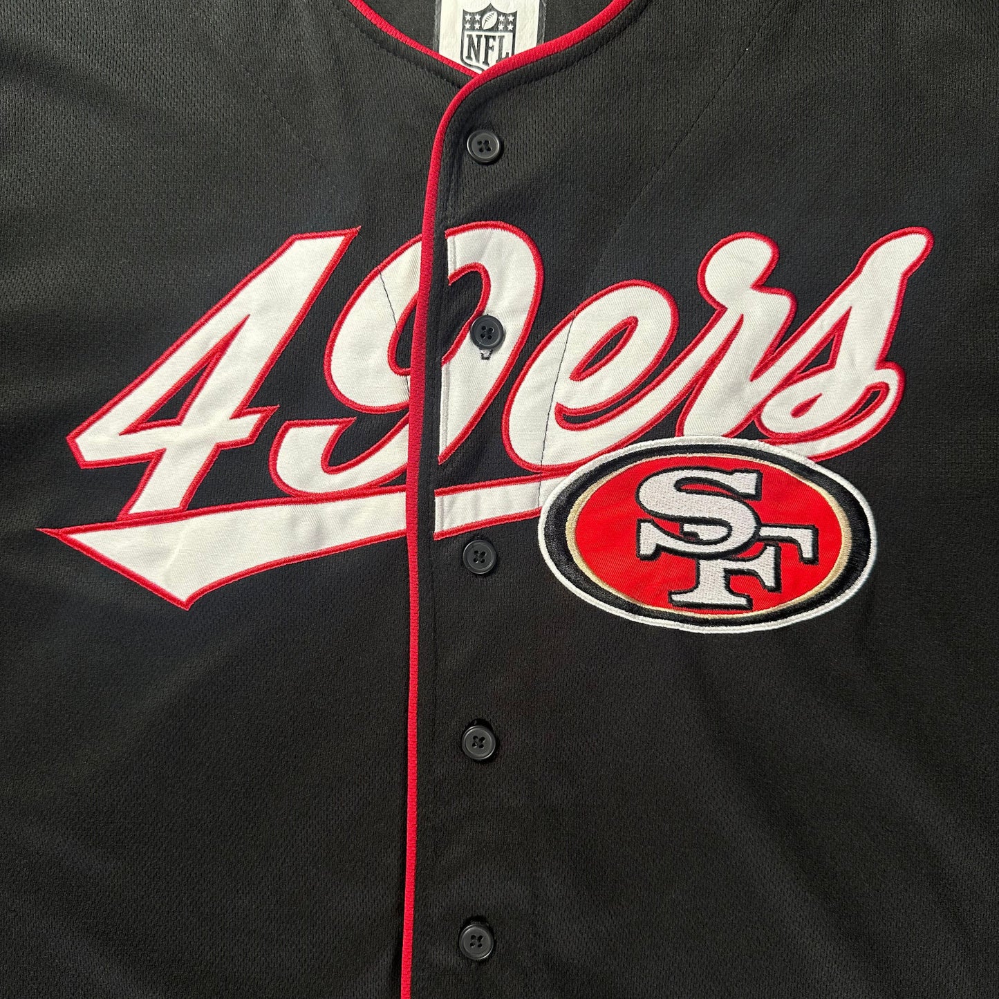 San Francisco 49ers Button-Up Black Baseball Jersey
