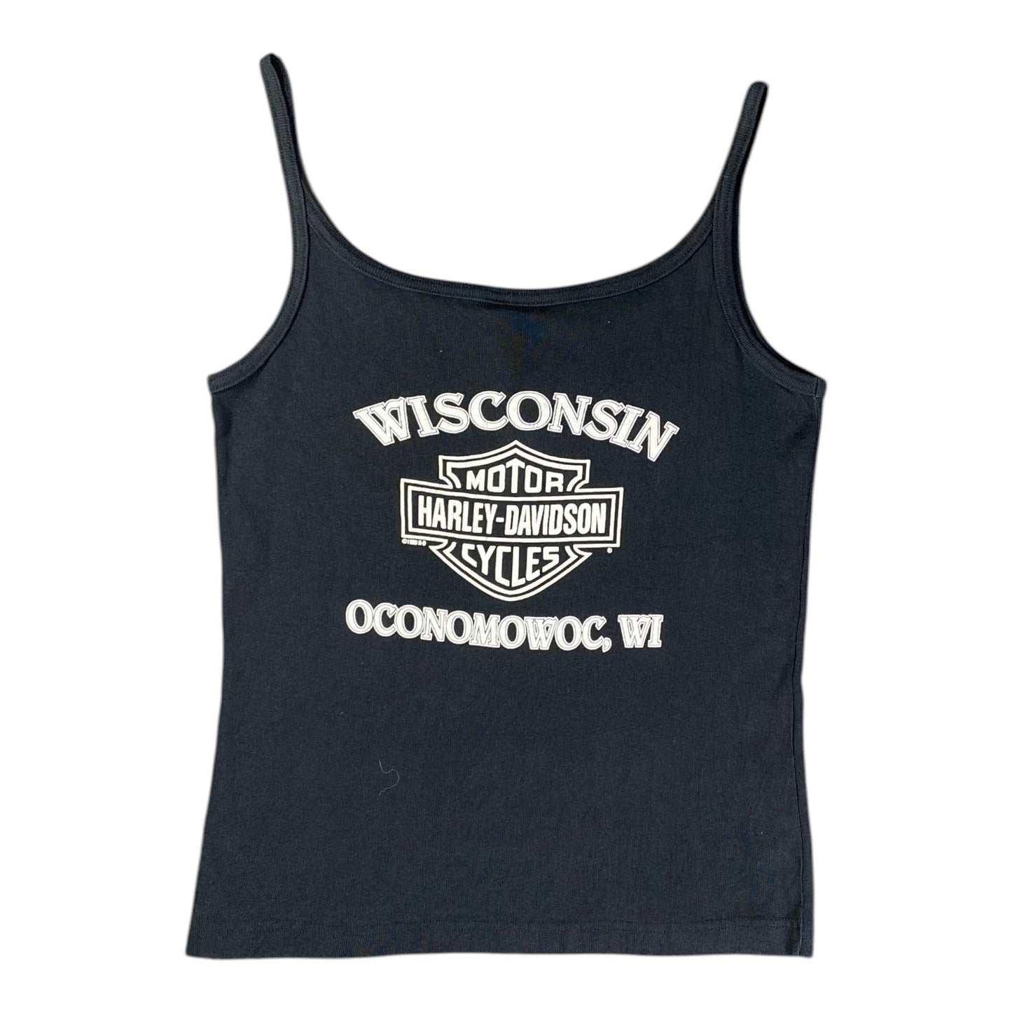 Harley Davidson Wisconsin Graphic Logo Black Tank Top tagged as XL