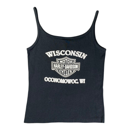 Harley Davidson Wisconsin Graphic Logo Black Tank Top tagged as XL