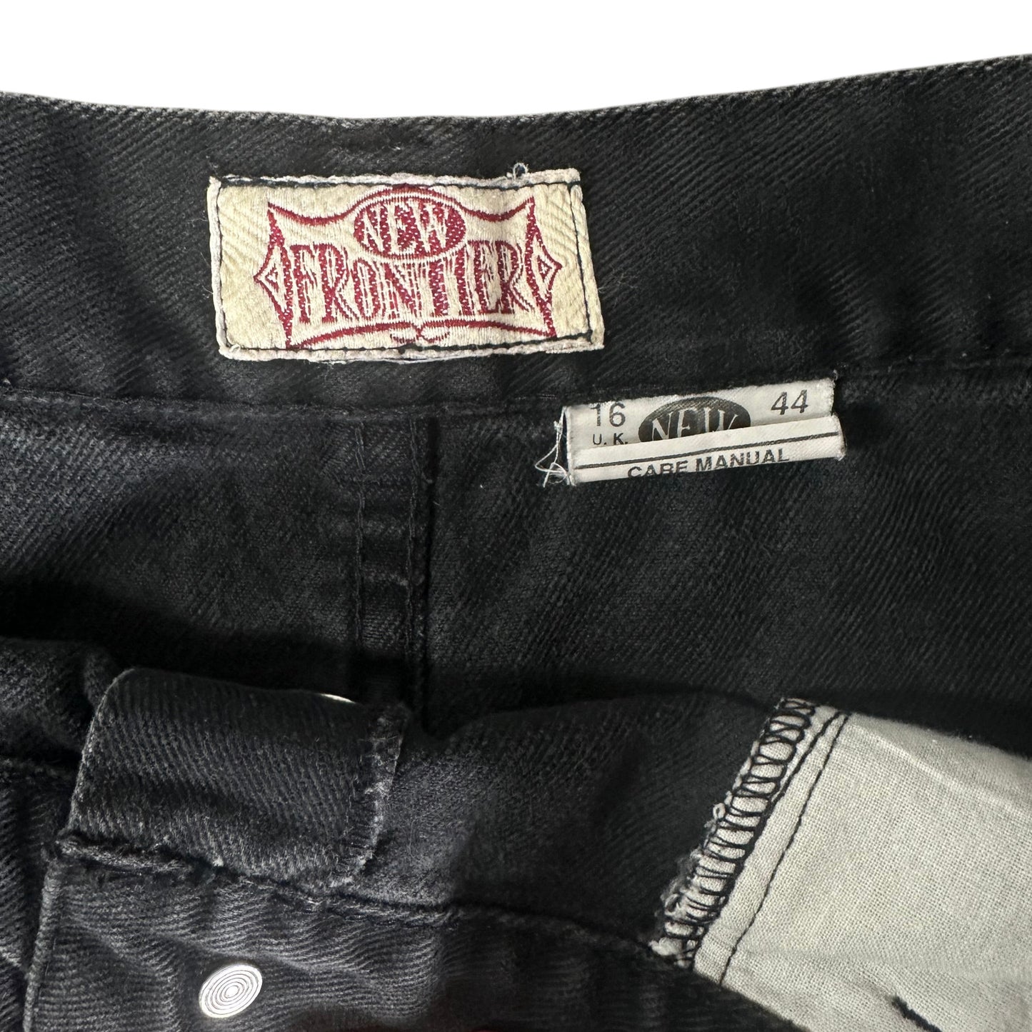 New Frontier High-Waisted Button Front A-Line Jean Skirt