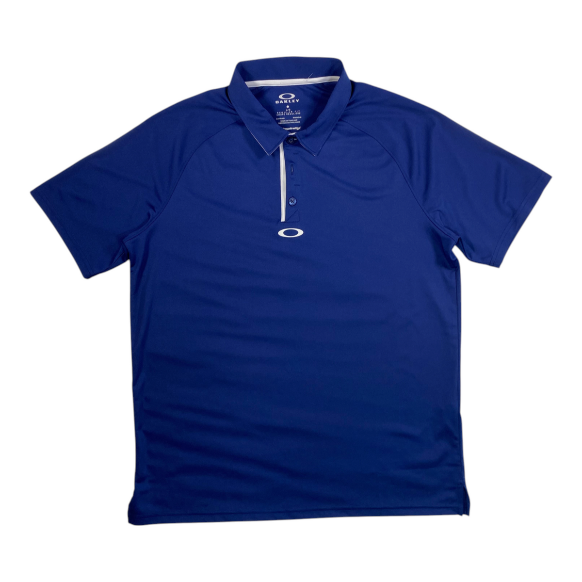 Digg It Thrift & Vintage navy blue Oakley Ohydrolix athletic golf polo shirt with white accents and button placket