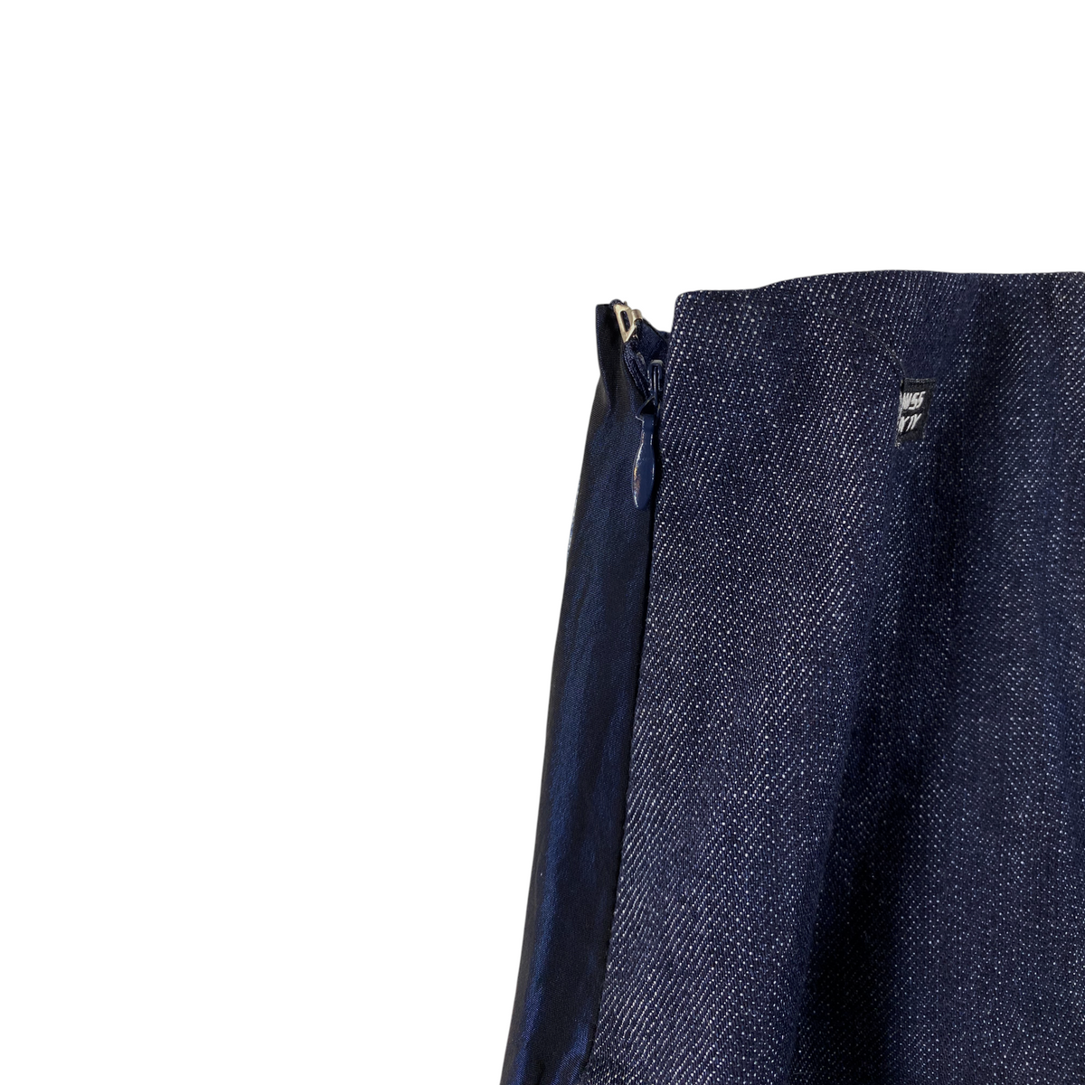 Digg It Thrift & Vintage Miss Sixty dark blue denim mini skirt with side zipper and branded label detail