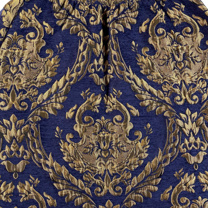 Digg It Thrift & Vintage royal blue and gold metallic baroque brocade skirt fabric with intricate floral patterns
