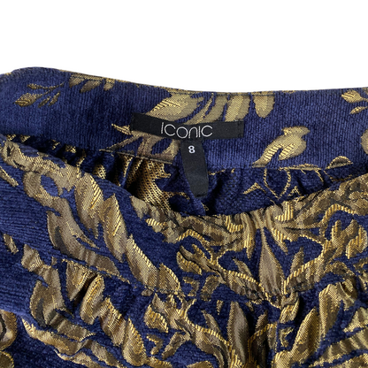 Iconic Gold Metallic & Royal Blue Baroque Brocade Skirt