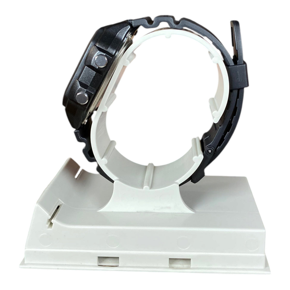 Digg It Thrift & Vintage custom Casio AE-1300WH Stealth Reactor HUD mod watch in black, side profile view