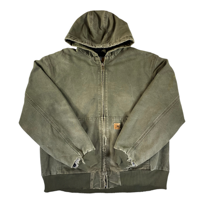 Carhartt Distressed Moss Green Quilted Duck Canvas Active Jacket