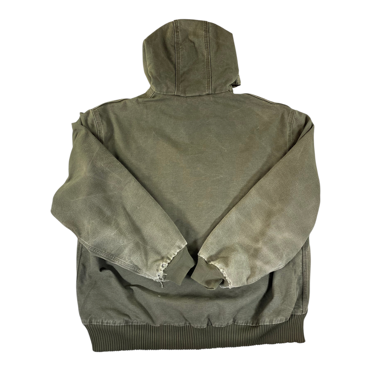 Carhartt Distressed Moss Green Quilted Duck Canvas Active Jacket