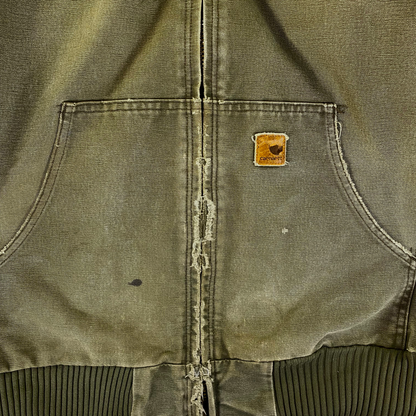 Carhartt Distressed Moss Green Quilted Duck Canvas Active Jacket