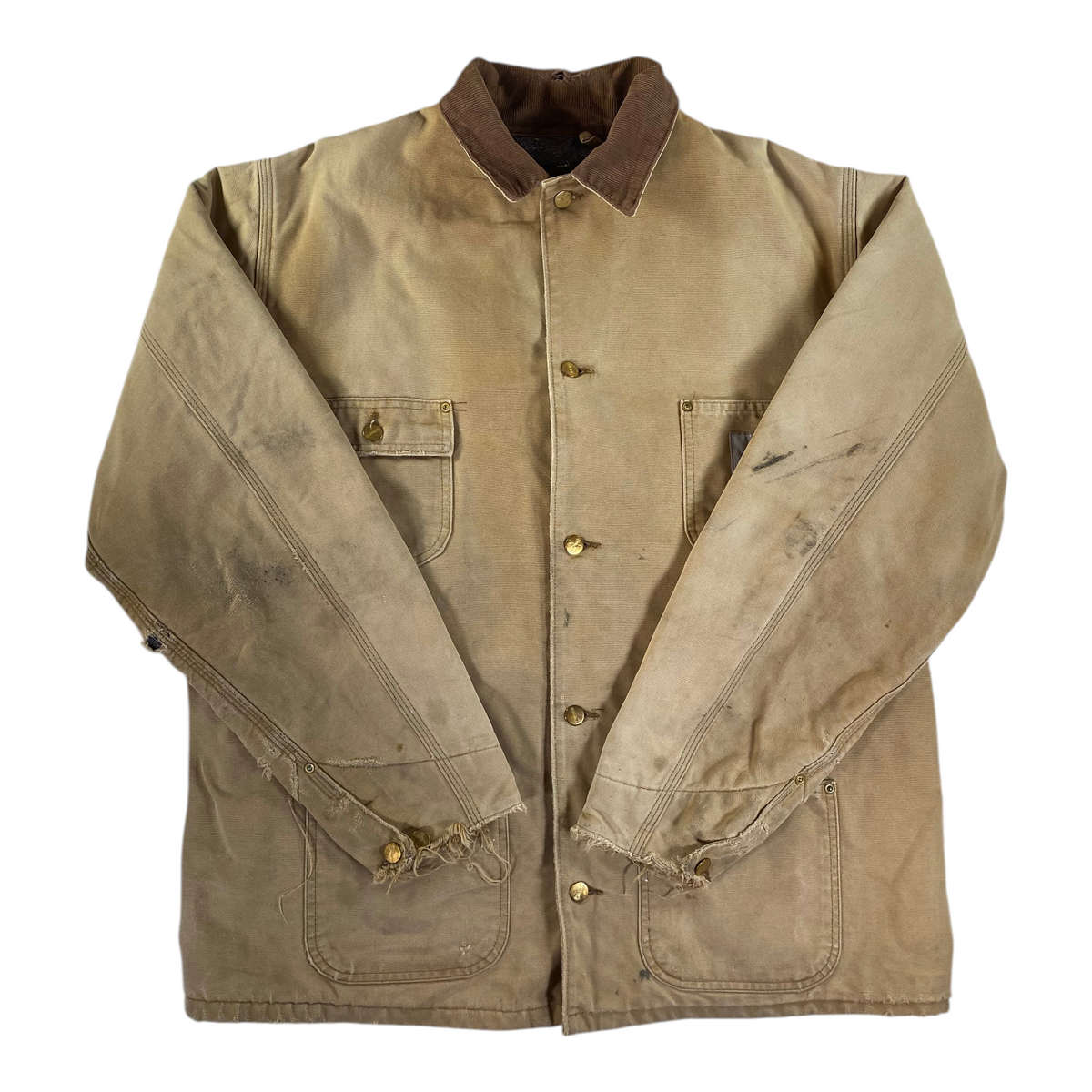 Carhartt Heavily Distressed Blanket Lined Duck Canvas Chore Coat