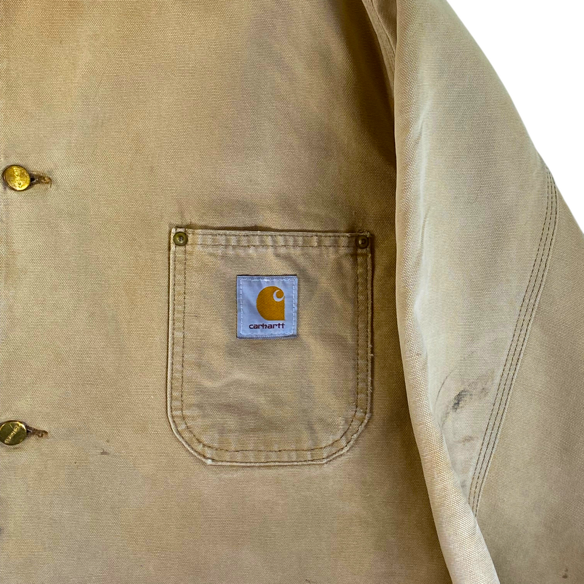 Carhartt Heavily Distressed Blanket Lined Duck Canvas Chore Coat