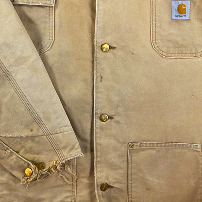 Carhartt Heavily Distressed Blanket Lined Duck Canvas Chore Coat