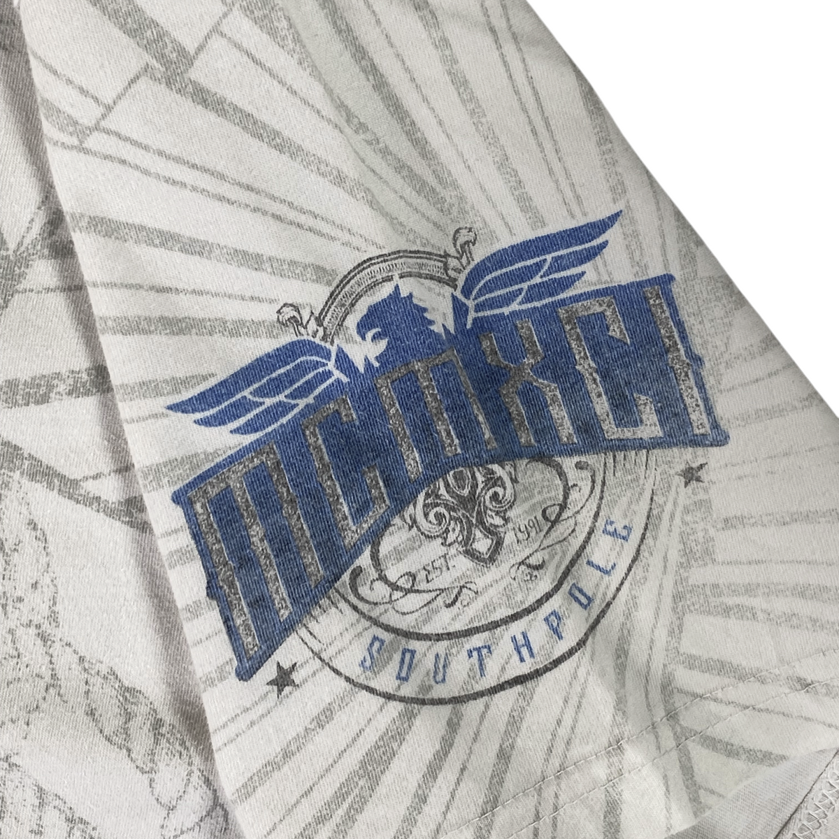 Southpole Y2K Embroidered Crest All Over Print Baggy Hip-Hop T-Shirt