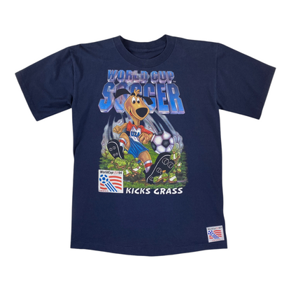 Vintage 1994 World Cup USA "Striker Kicks Grass" Mascot Graphic T-Shirt