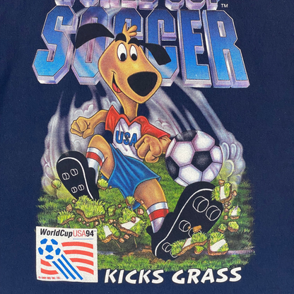 Vintage 1994 World Cup USA "Striker Kicks Grass" Mascot Graphic T-Shirt