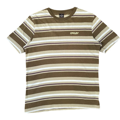 Oakley Olive Green Striped Pattern T-shirt