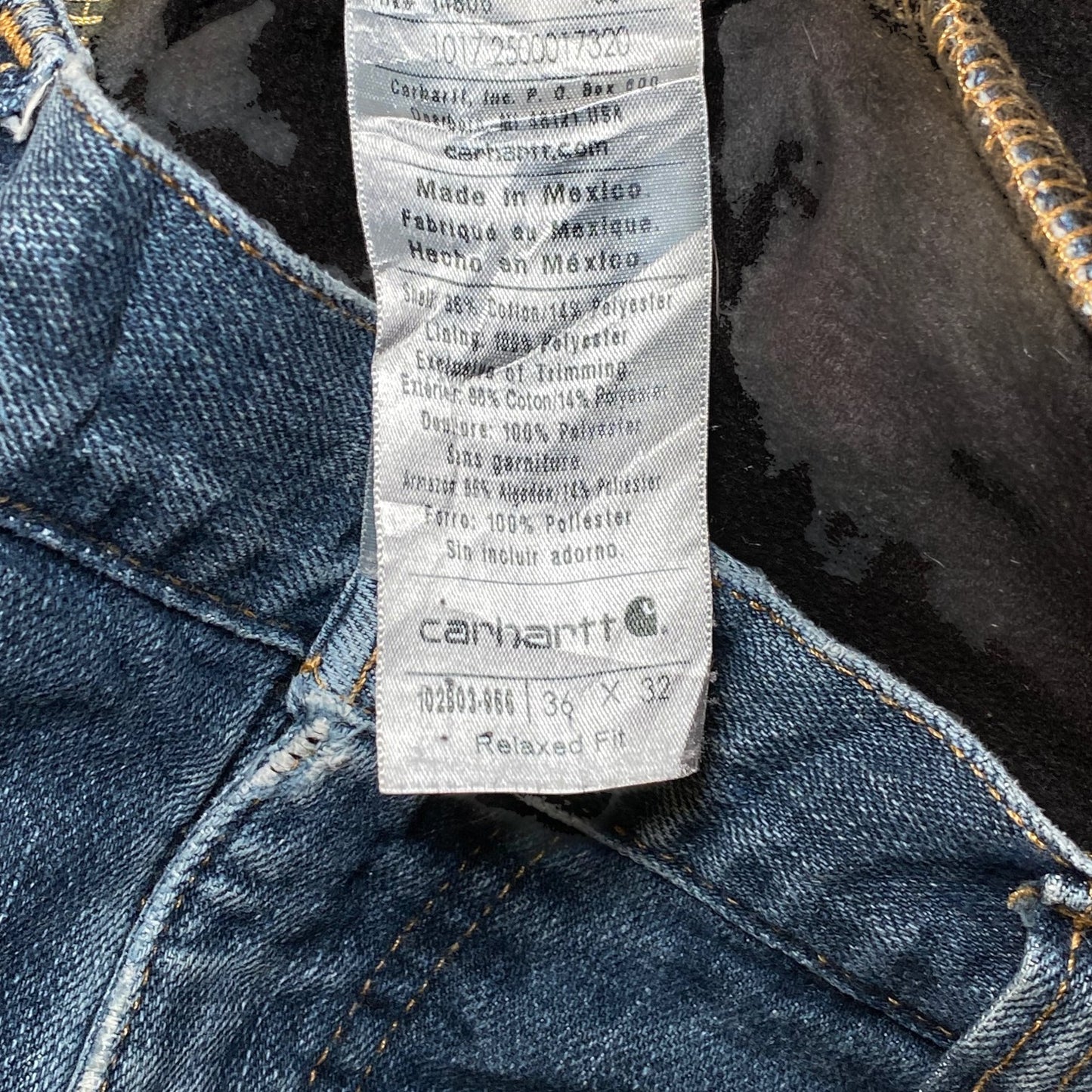 Carhartt Fleece-Lined Relaxed Fit Denim Jeans