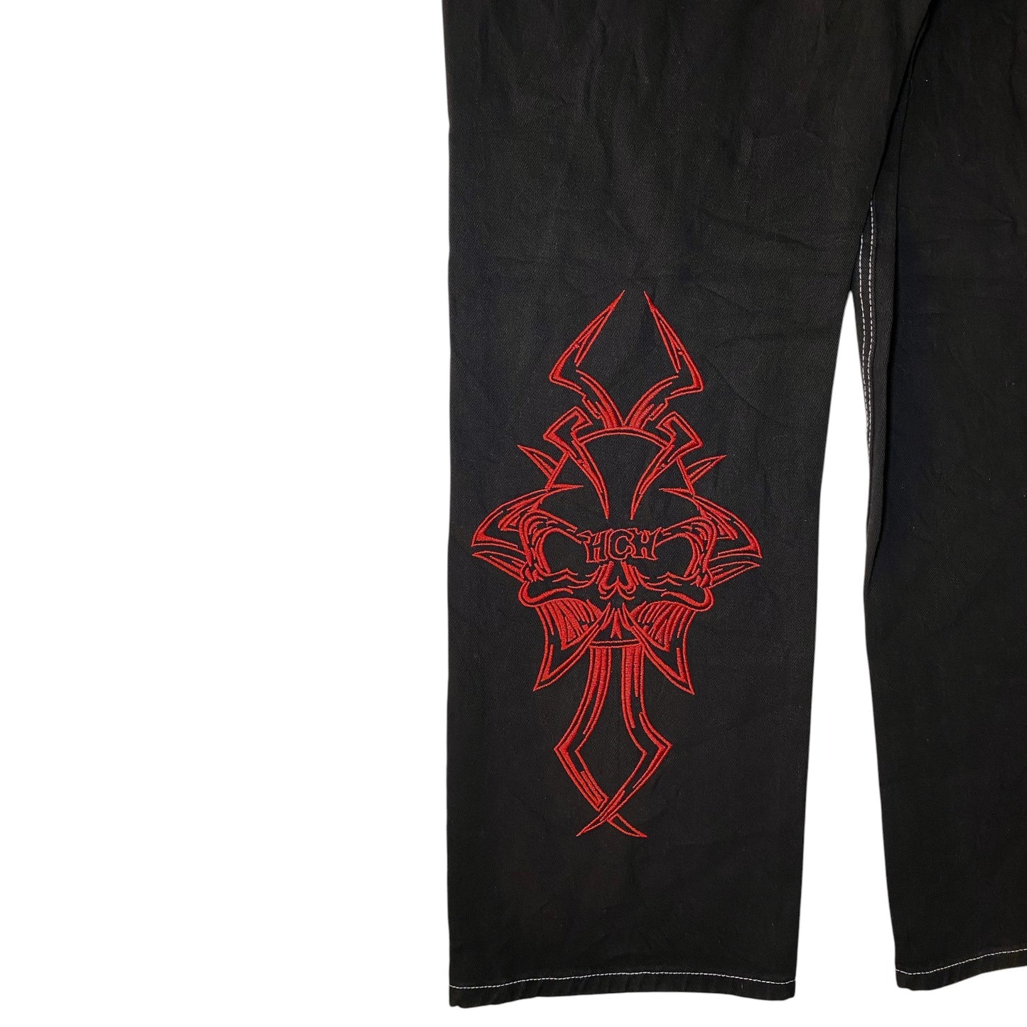 Heaven Can Wait Embroidered Contrast Stitch Cargo Pants