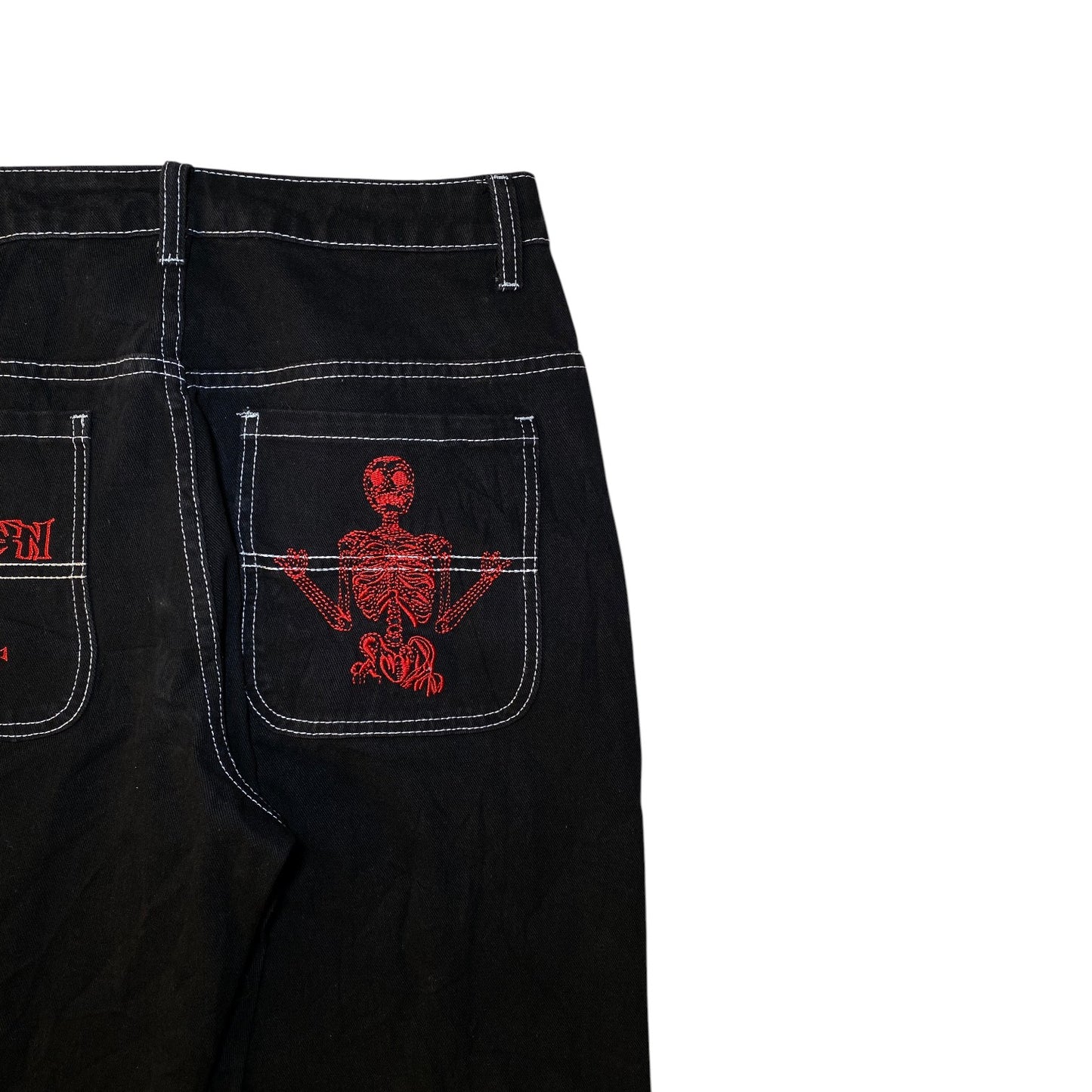 Heaven Can Wait Embroidered Contrast Stitch Cargo Pants