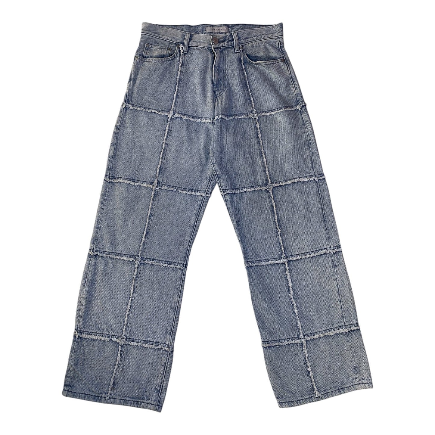 PacSun Raw Edge Grid Panel Baggy Jeans