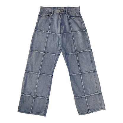 PacSun Raw Edge Grid Panel Baggy Jeans