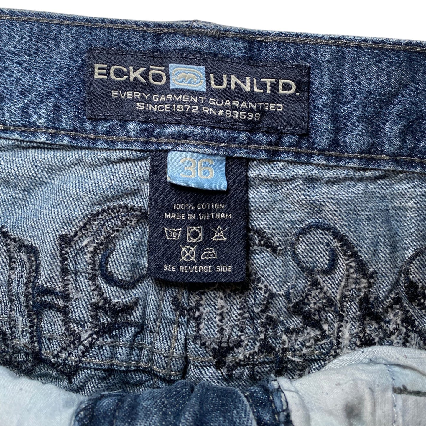 Ecko Unltd. Raw Uncut Embroidered Baggy Y2K Jeans
