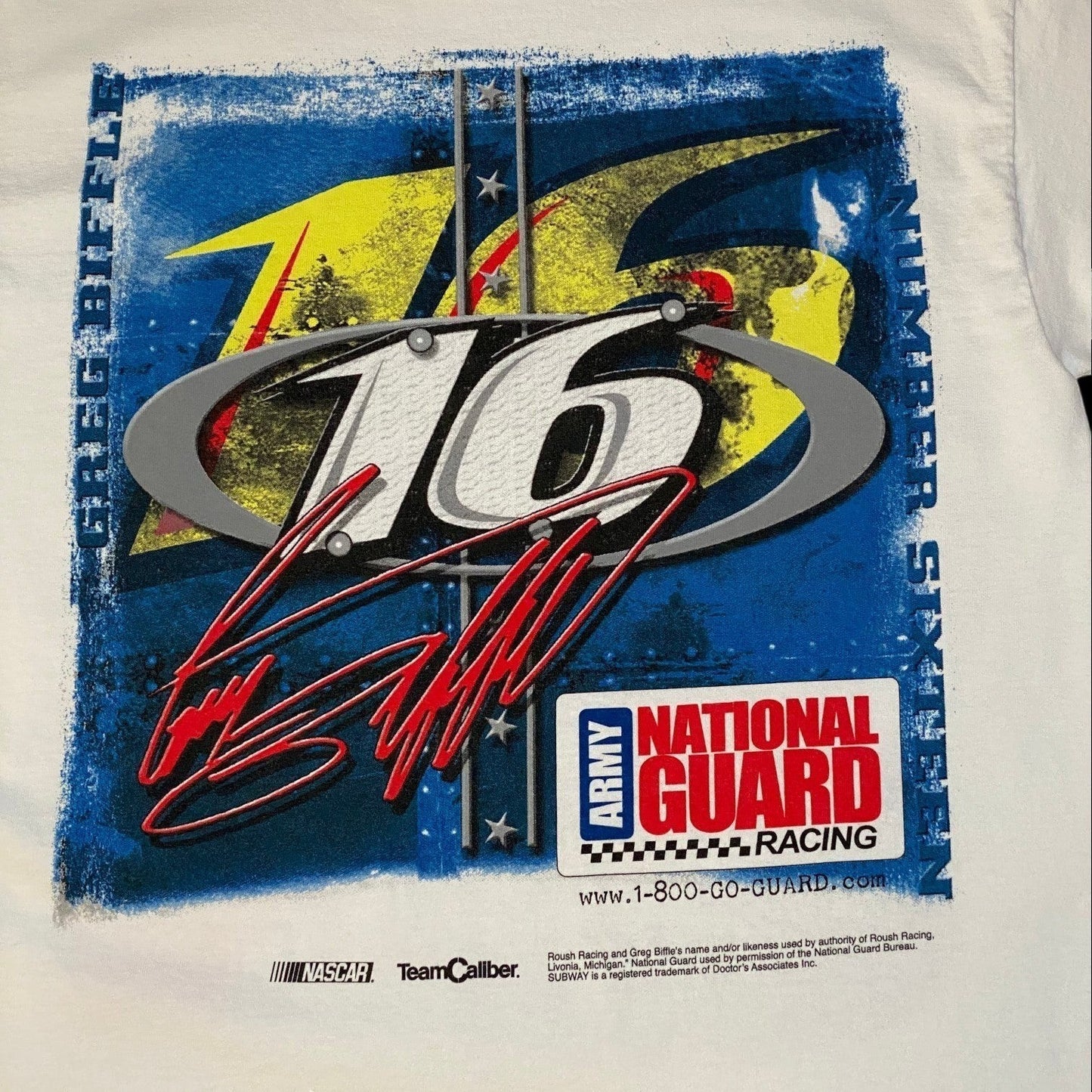 Team Caliber Greg Biffle #16 Army National Guard NASCAR T-Shirt