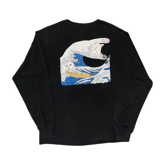 Rip N Dip Cat Tsunami Back Print Long Sleeve T-Shirt